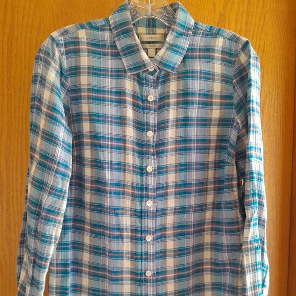 J. Crew "Perfect" Long Sleeve Plaid Top size 8 *G-0292 - Picture 6 of 8
